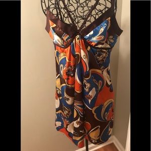 Strapless dress  tiny rope brown shoulder straps